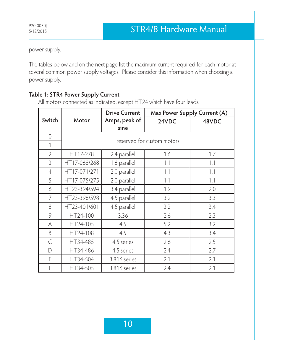 10 str4/8 hardware manual | Applied Motion STR4 User Manual | Page 10 / 46