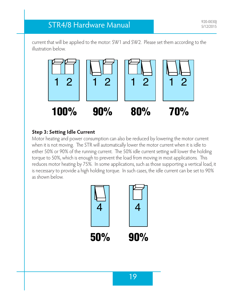 Step 3: setting idle current | Applied Motion STR4 User Manual | Page 19 / 46