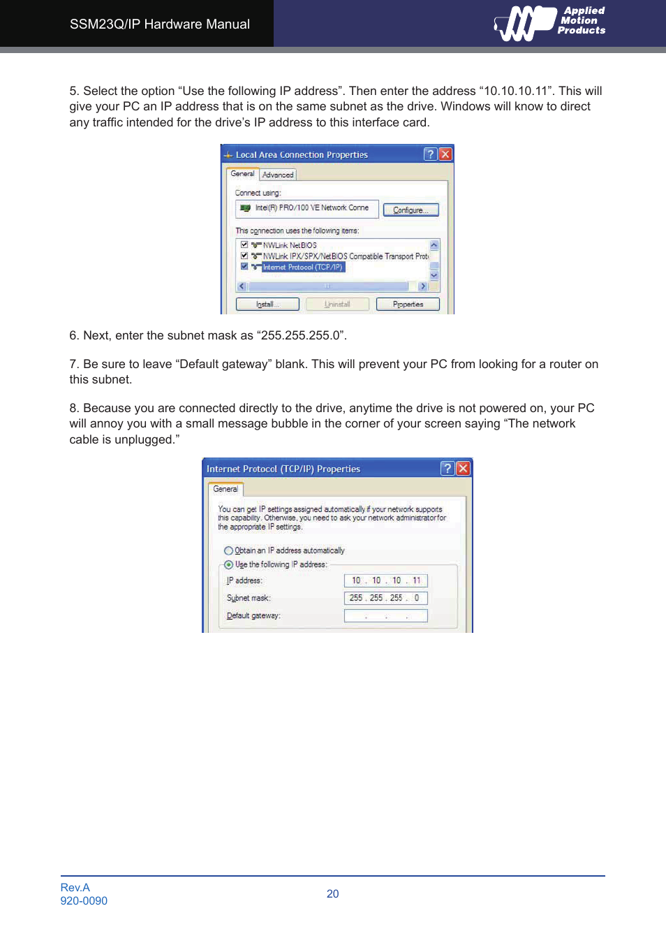 Applied Motion SSM23IP-2EG User Manual | Page 20 / 33