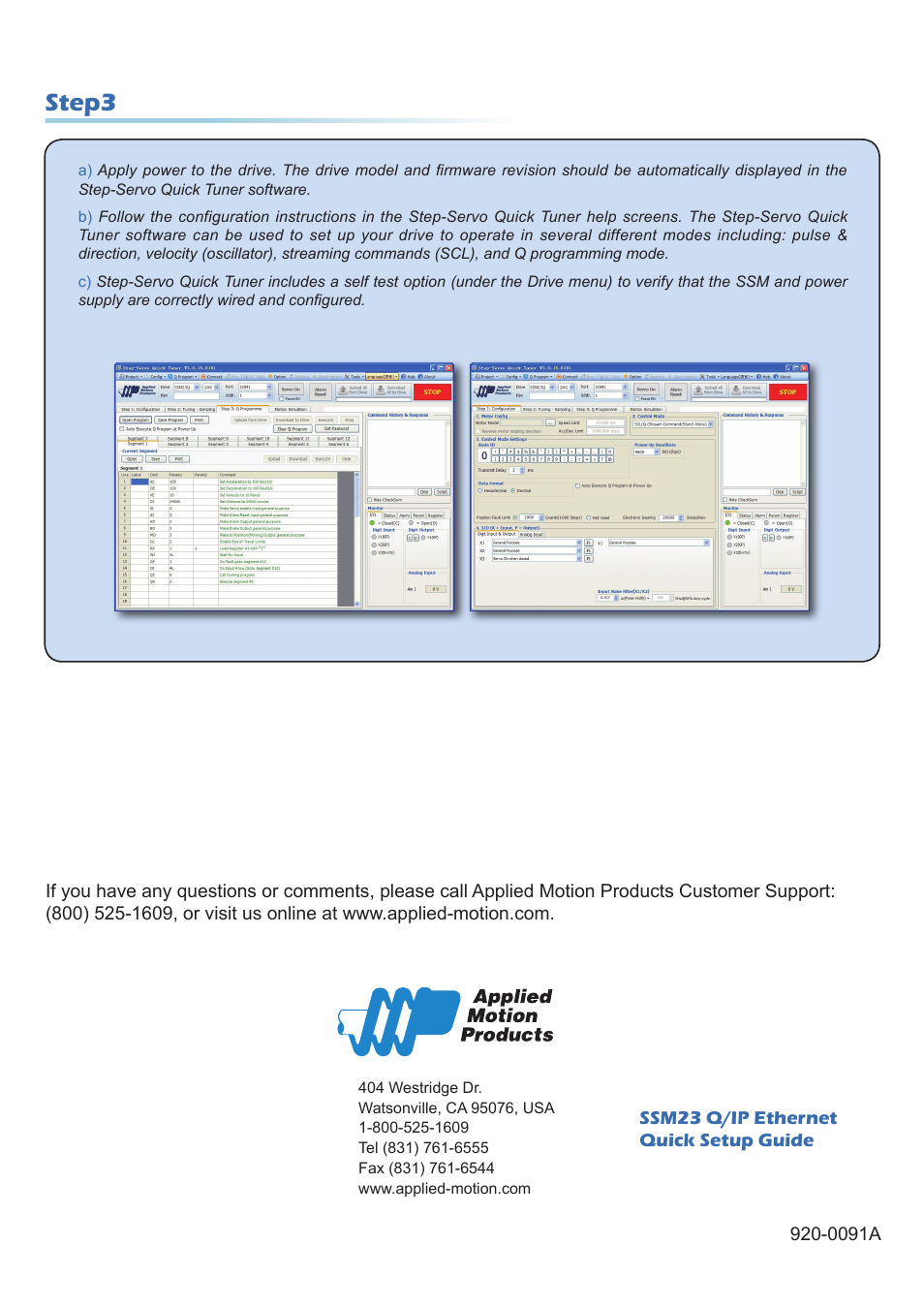 Step3 | Applied Motion SSM23IP-2EG User Manual | Page 2 / 2