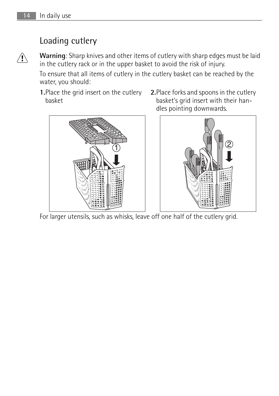 Loading cutlery | Electrolux FAVORIT 44080 i User Manual | Page 14 / 40