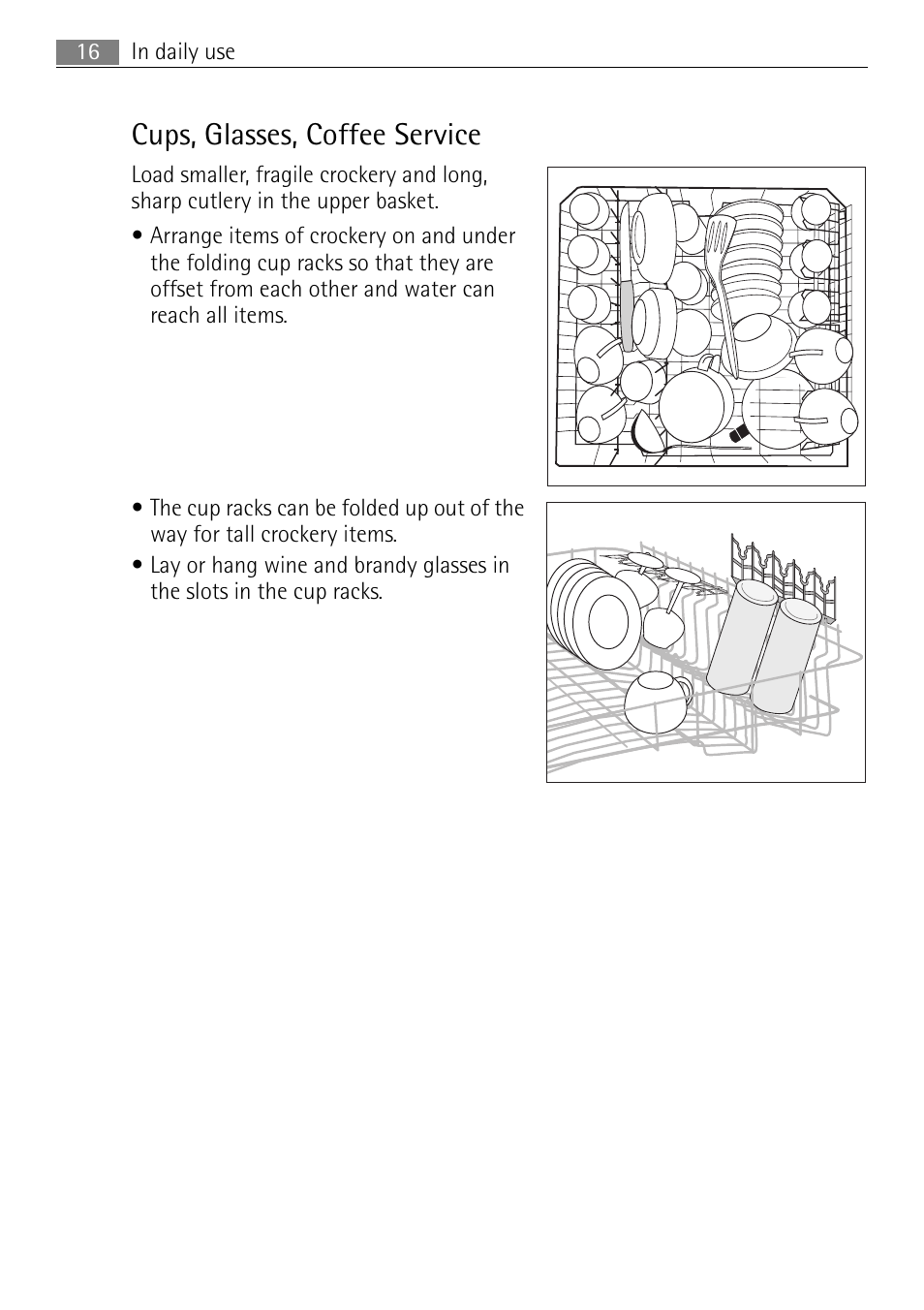 Cups, glasses, coffee service | Electrolux FAVORIT 44080 i User Manual | Page 16 / 40