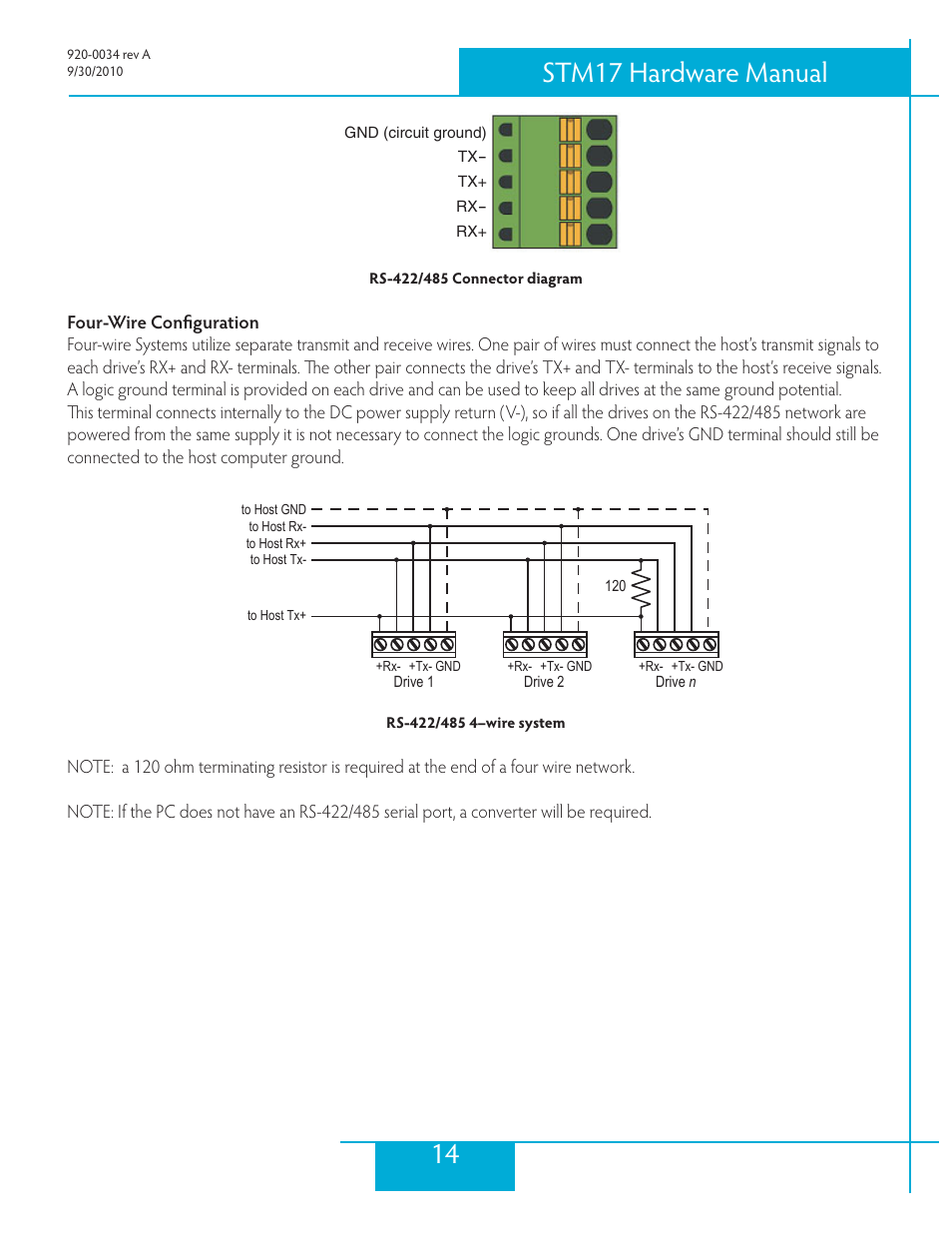 Four-wire configuration, 14 stm17 hardware manual | Applied Motion STM17C-3CE User Manual | Page 14 / 31
