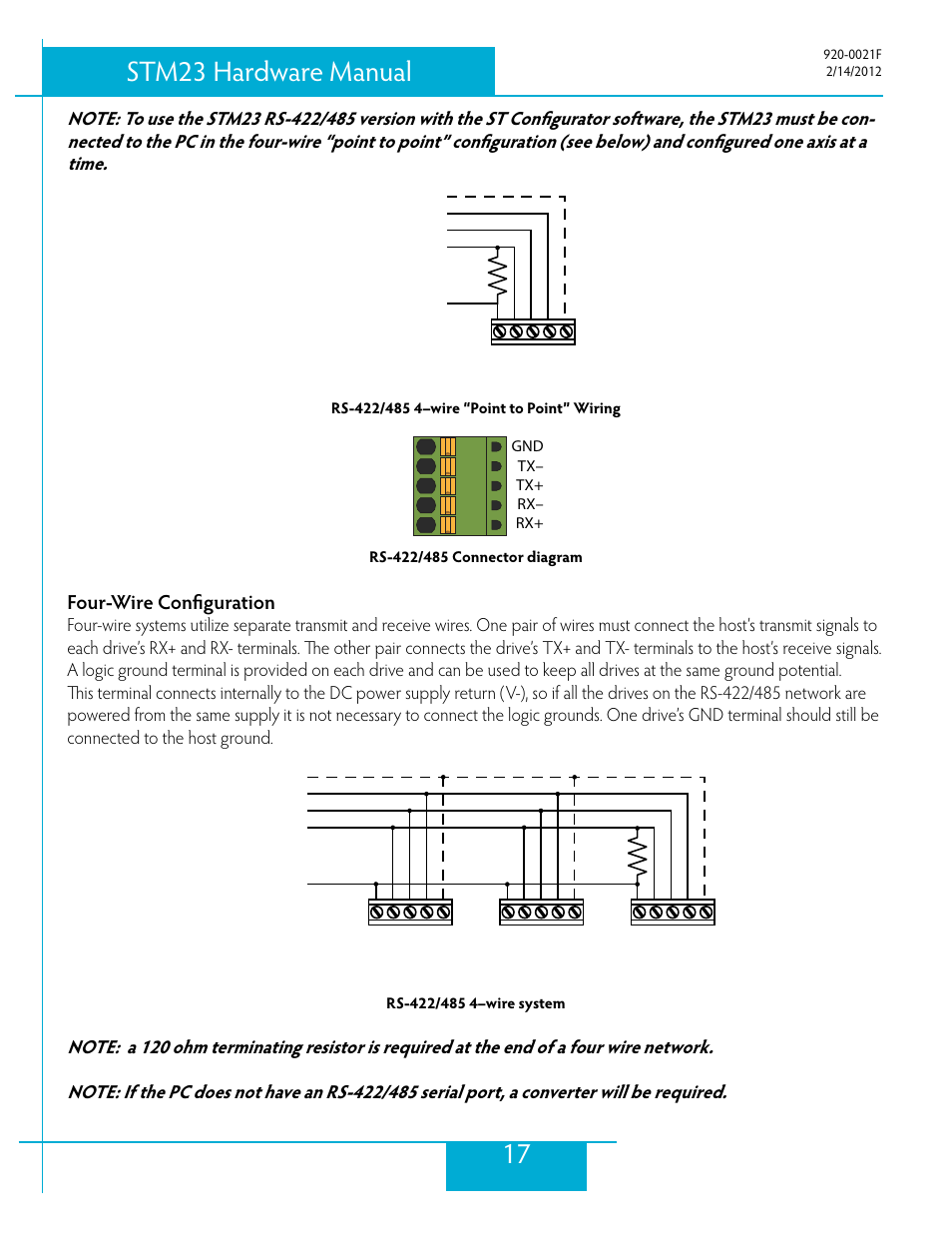 Four-wire configuration, 17 stm23 hardware manual | Applied Motion STM23C-3CE User Manual | Page 17 / 48