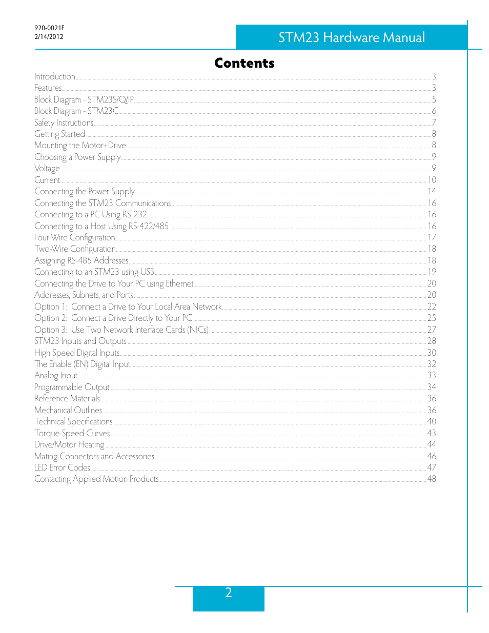 Applied Motion STM23C-3CE User Manual | Page 2 / 48