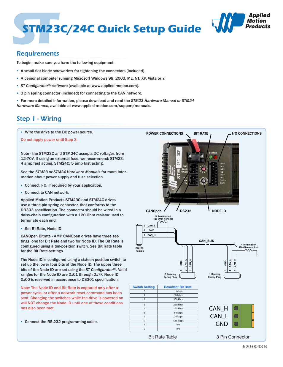 Applied Motion STM23C-3CE User Manual | 2 pages