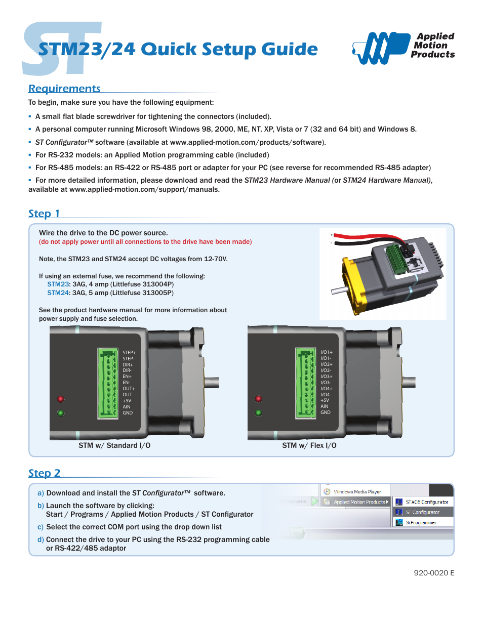 Applied Motion STM23Q-2RE User Manual | 2 pages