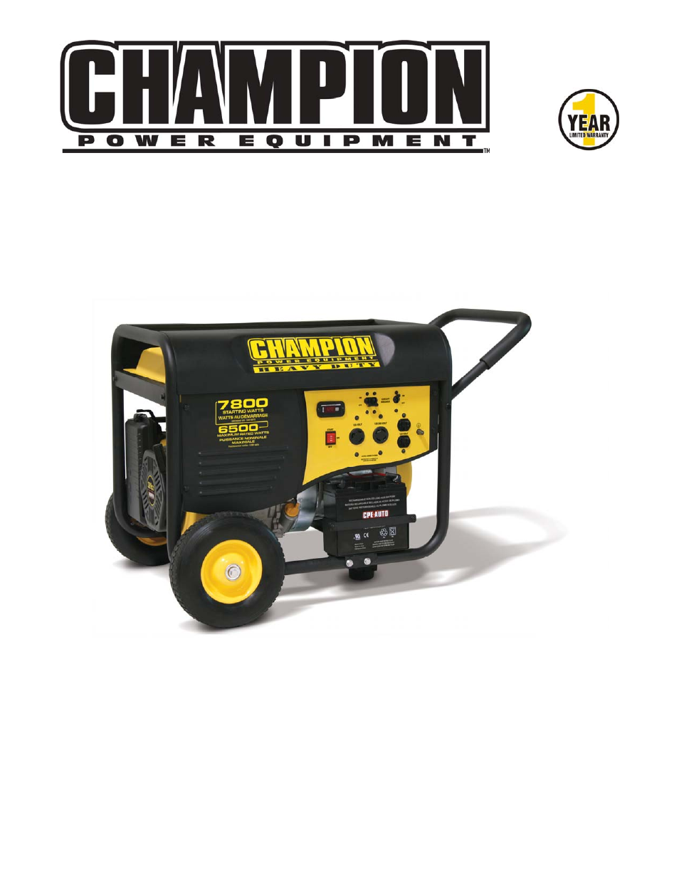 Champion Power Equipment PORTABLE GENERATOR 41351 User Manual | 28 pages