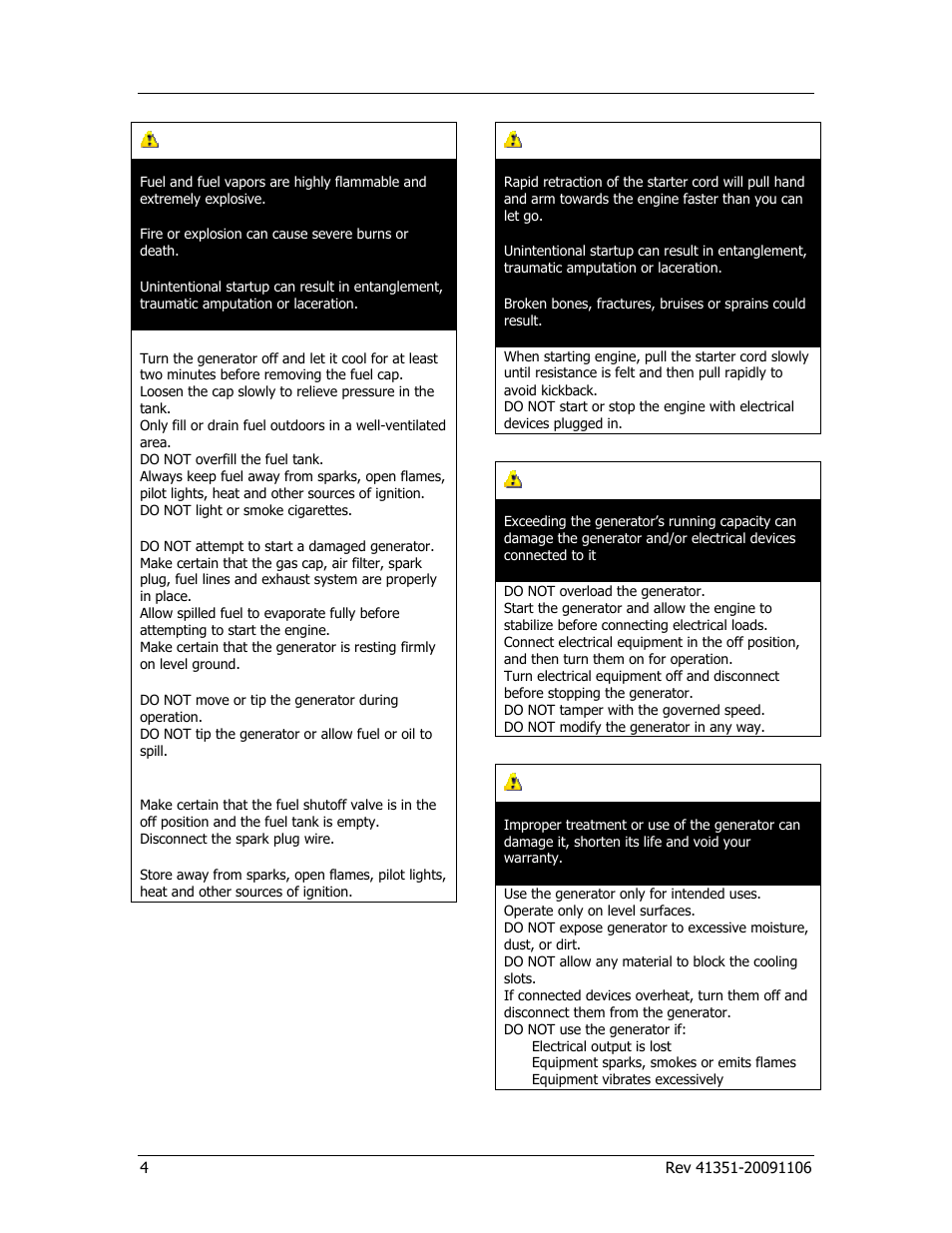 Safety rules, Danger, Warning | Caution | Champion Power Equipment PORTABLE GENERATOR 41351 User Manual | Page 8 / 28