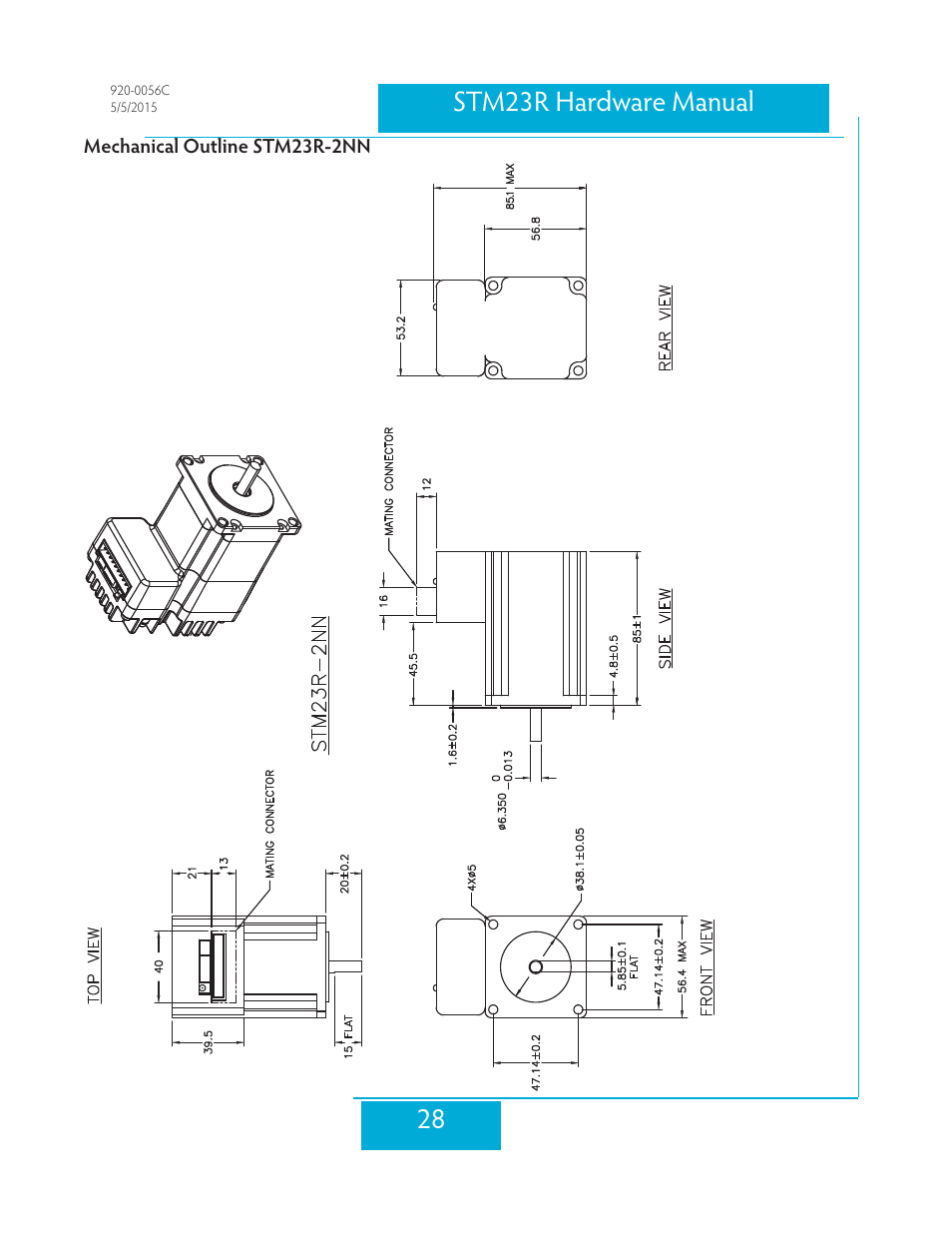 Mechanical outline stm23r-2nn, 28 stm23r hardware manual | Applied Motion STM23R-2ND User Manual | Page 28 / 36