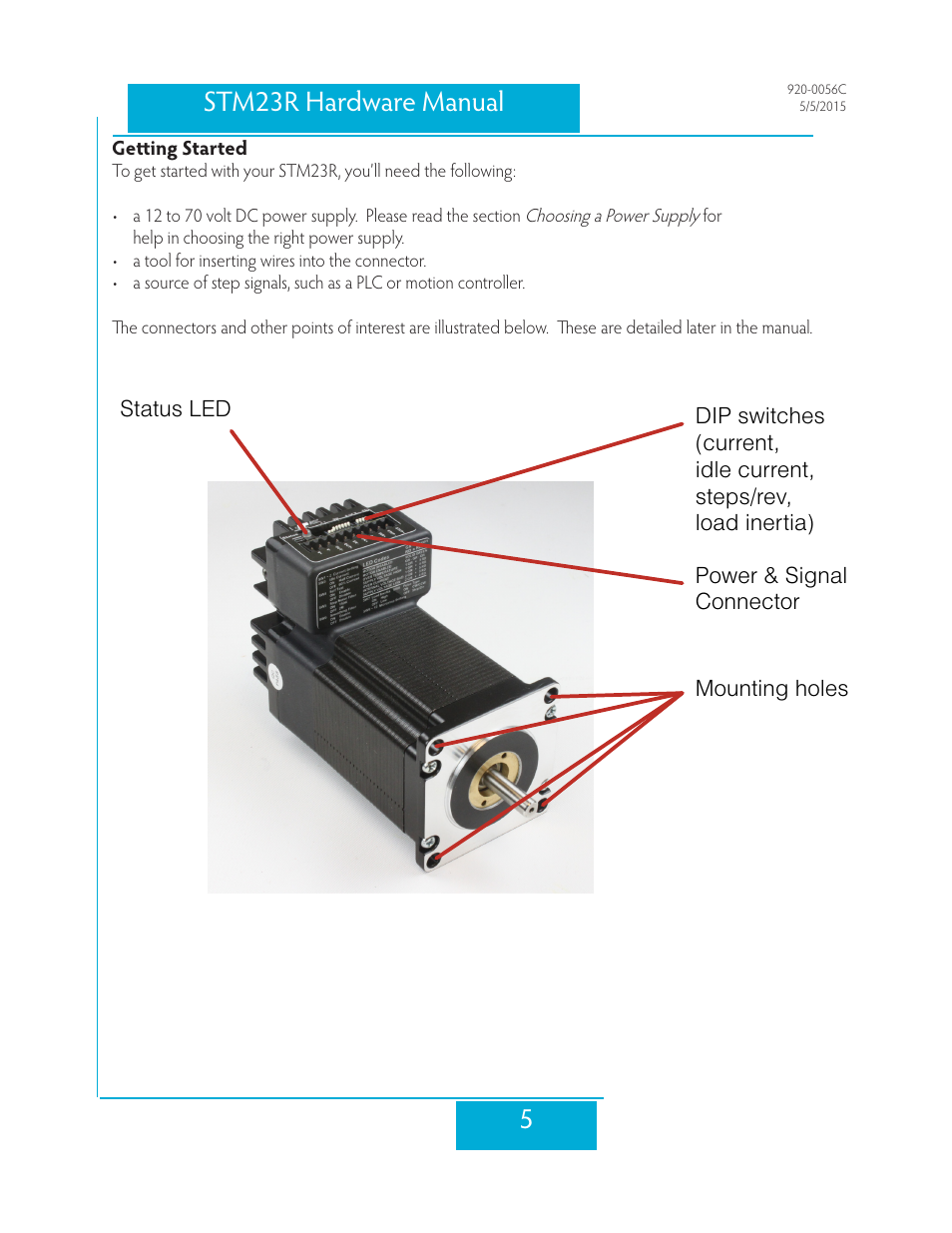 Getting started, 5stm23r hardware manual | Applied Motion STM23R-2ND User Manual | Page 5 / 36