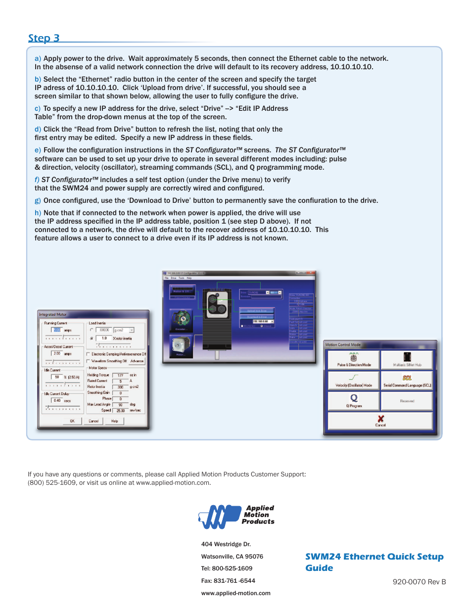 Step 3 | Applied Motion SWM24IP-3EE User Manual | Page 2 / 2