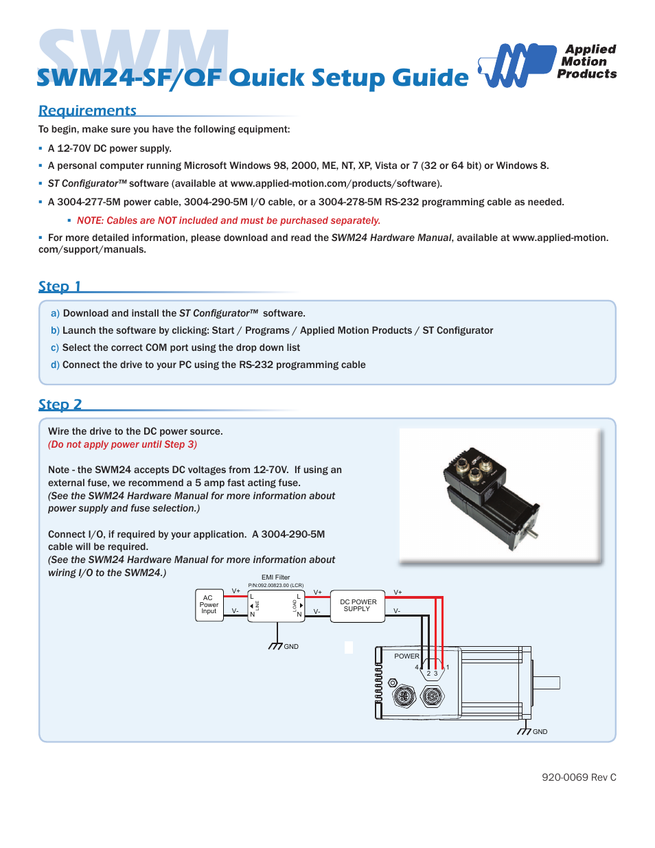 Applied Motion SWM24QF-3AE User Manual | 2 pages