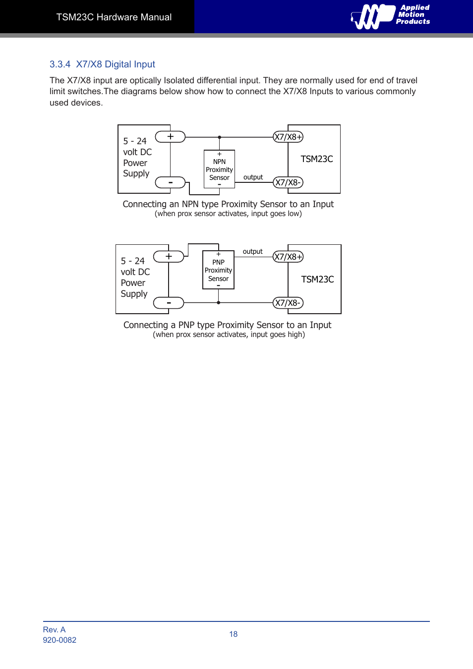 4 x7/x8 digital input | Applied Motion TSM23C-2CG User Manual | Page 18 / 25
