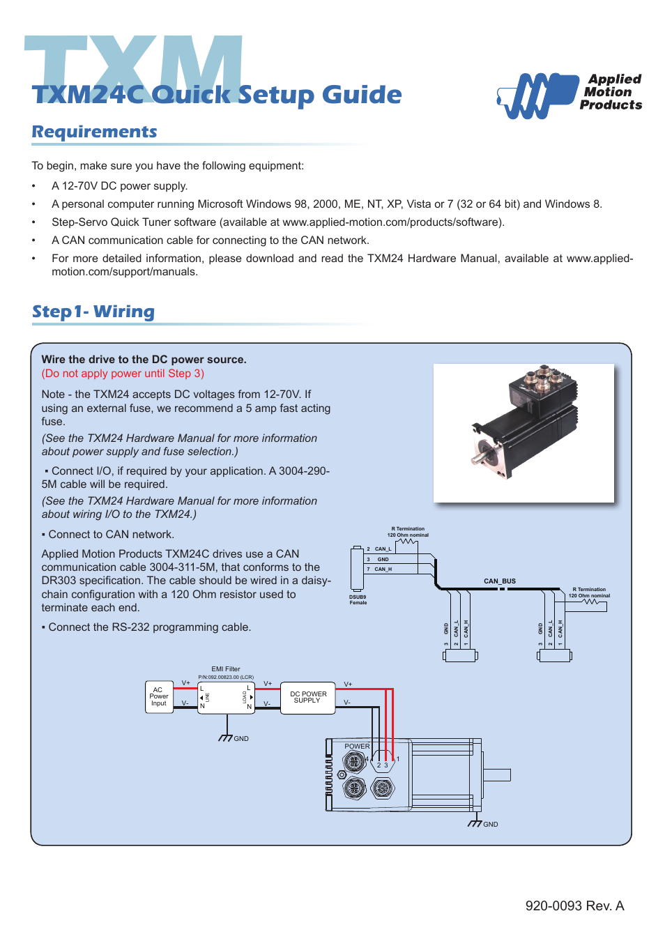 Applied Motion TXM24C-1CG User Manual | 2 pages