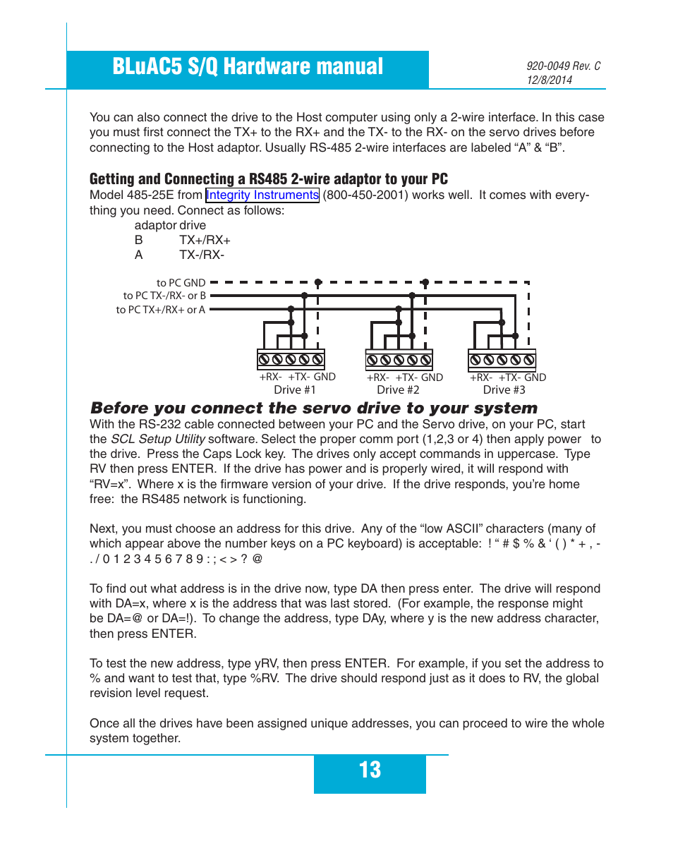 Before you connect the servo drive to your system, 13 bluac5 s/q hardware manual | Applied Motion BLuAC5-Q User Manual | Page 13 / 46