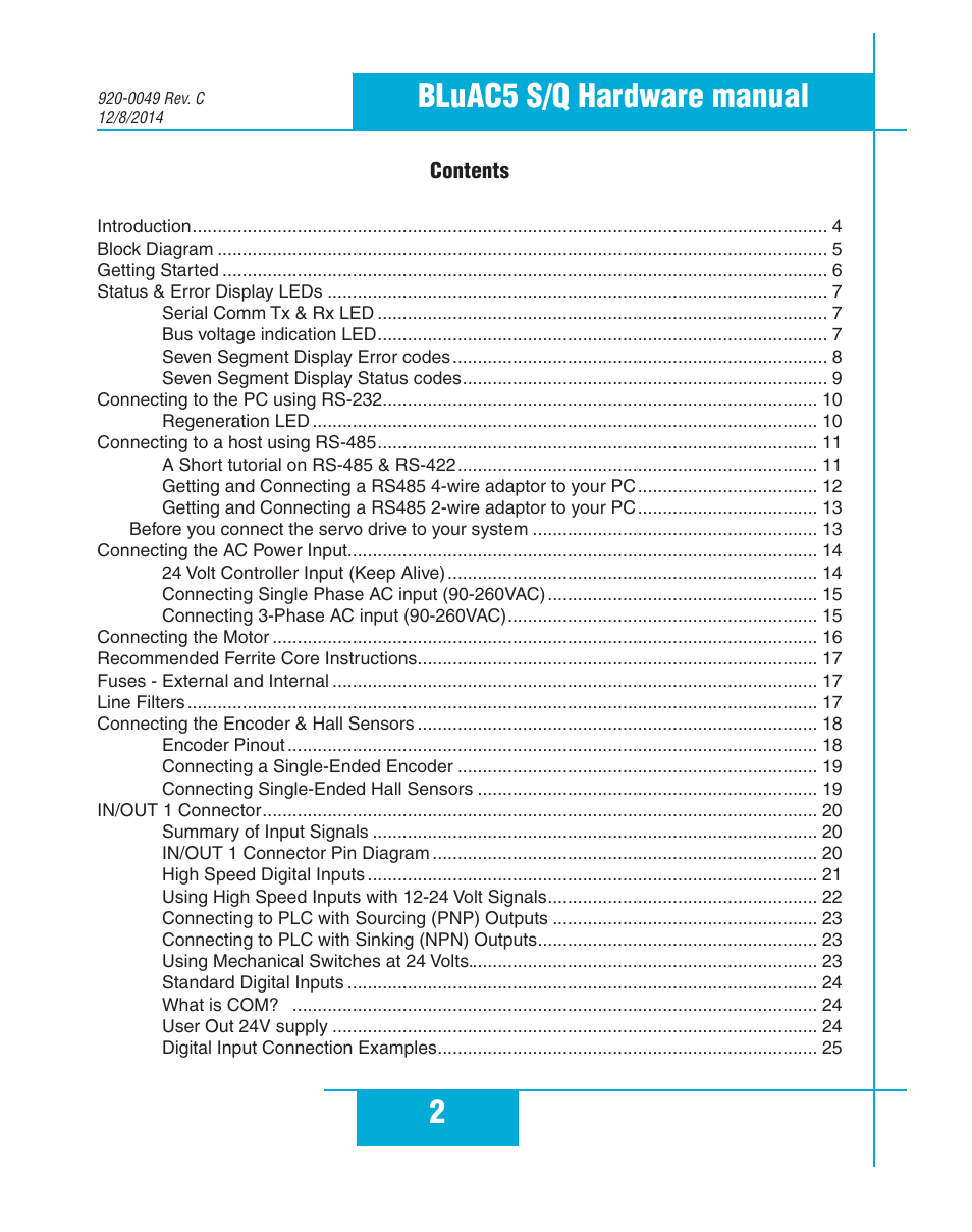 2bluac5 s/q hardware manual | Applied Motion BLuAC5-Q User Manual | Page 2 / 46