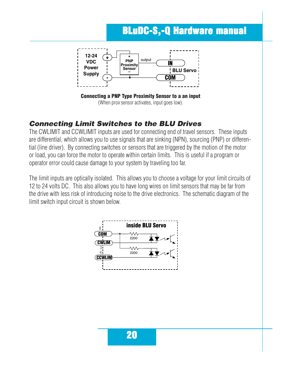 Connecting limit switches to the blu drives | Applied Motion BLuDC4-Q User Manual | Page 20 / 32