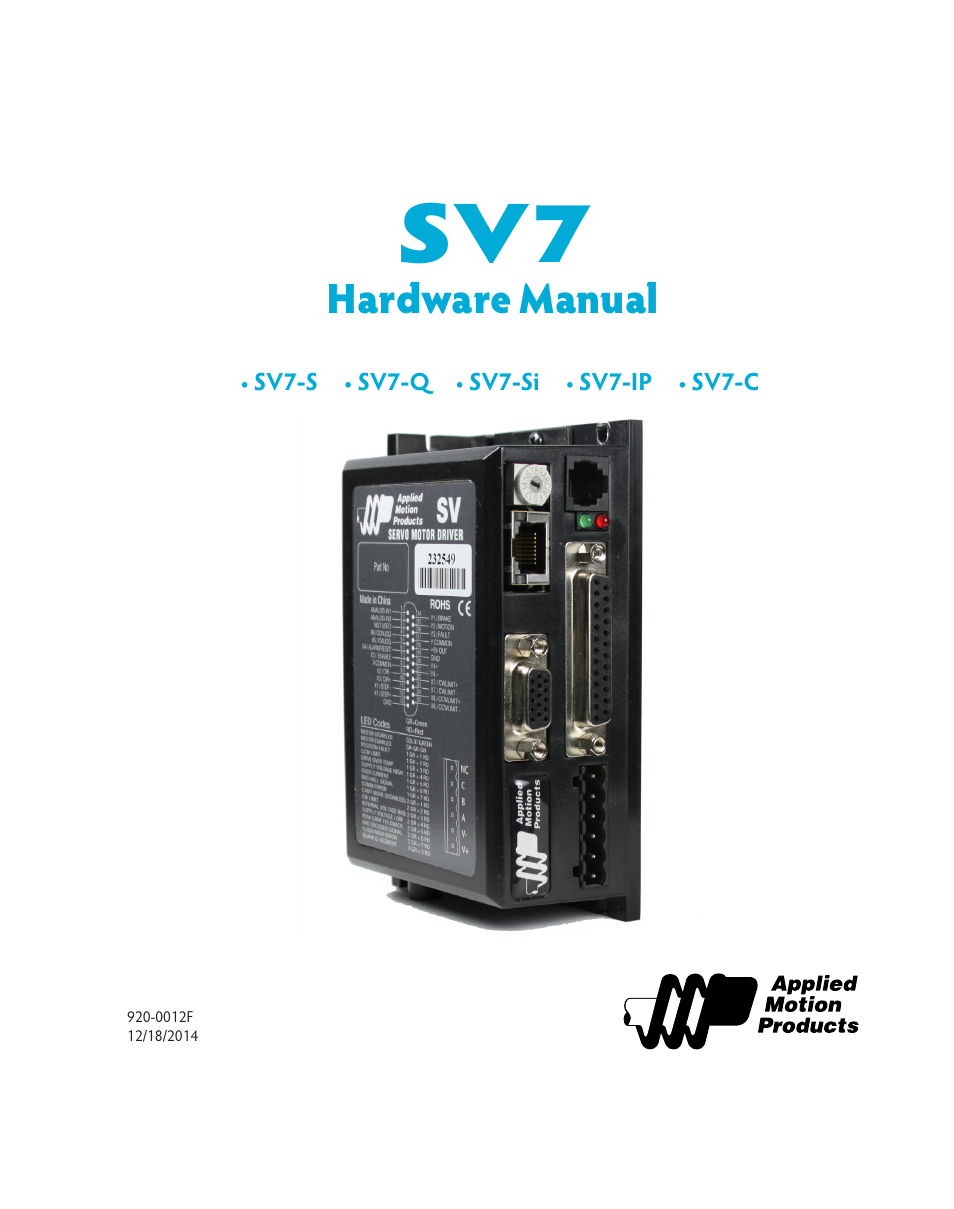 Applied Motion SV7-C-CE User Manual | 53 pages