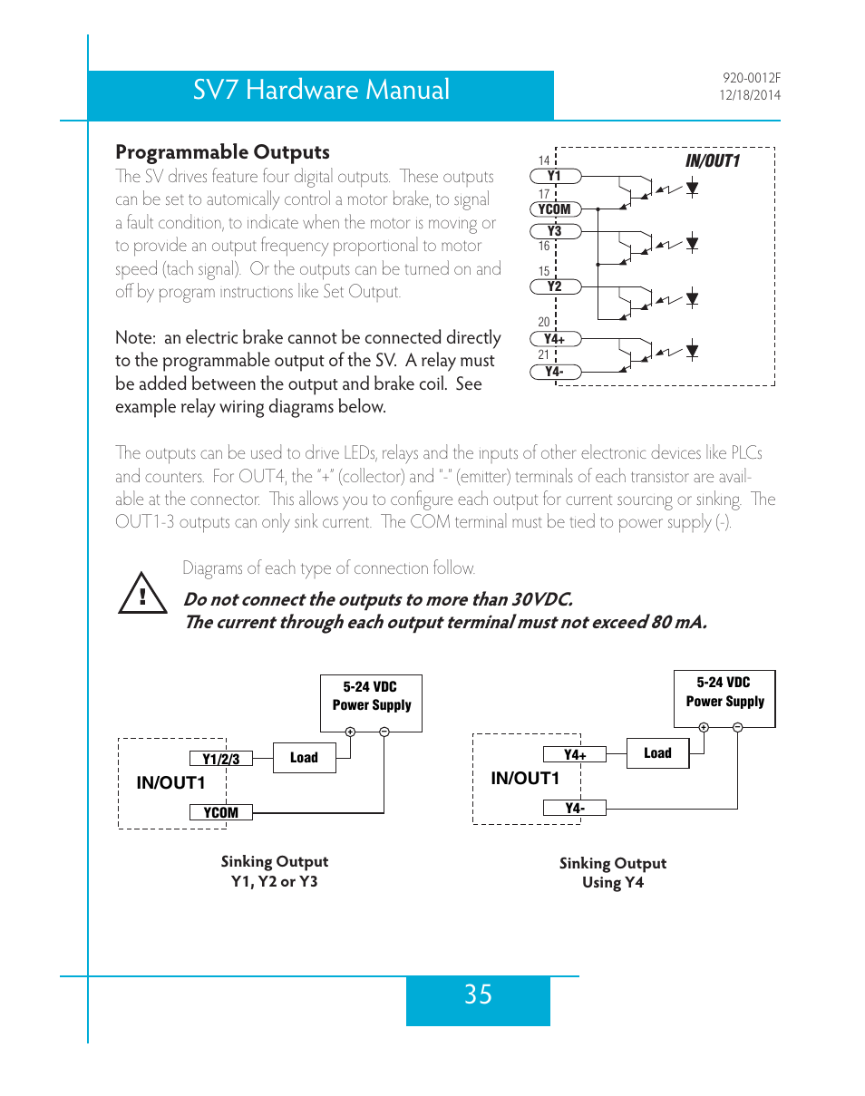 Programmable outputs, 35 sv7 hardware manual | Applied Motion SV7-C-CE User Manual | Page 35 / 53