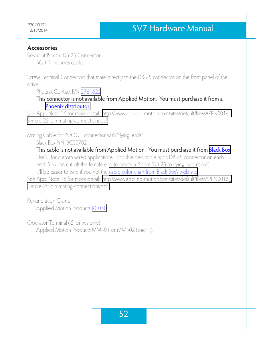 52 sv7 hardware manual | Applied Motion SV7-C-CE User Manual | Page 52 / 53
