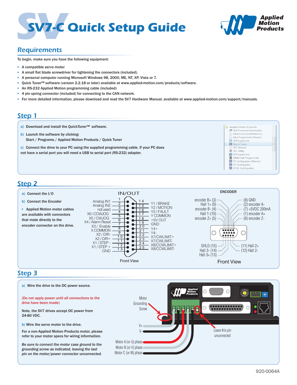 Applied Motion SV7-C-CE User Manual | 2 pages