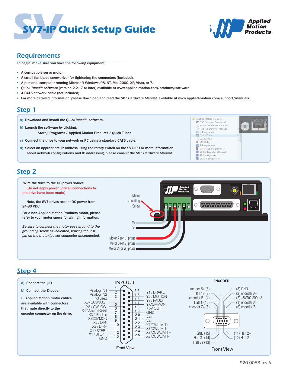 Applied Motion SV7-IP-EE User Manual | 2 pages