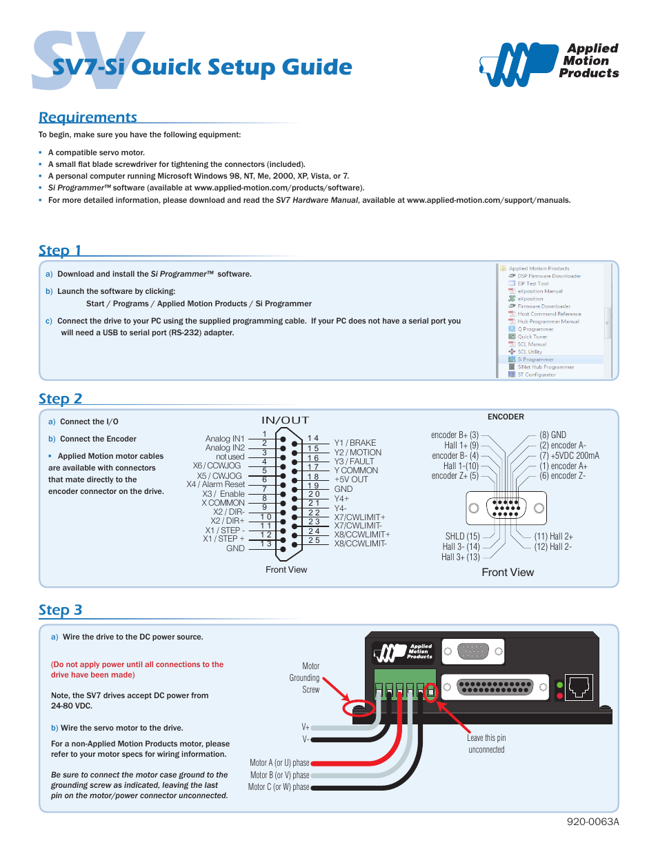 Applied Motion SV7-Si-AE User Manual | 2 pages