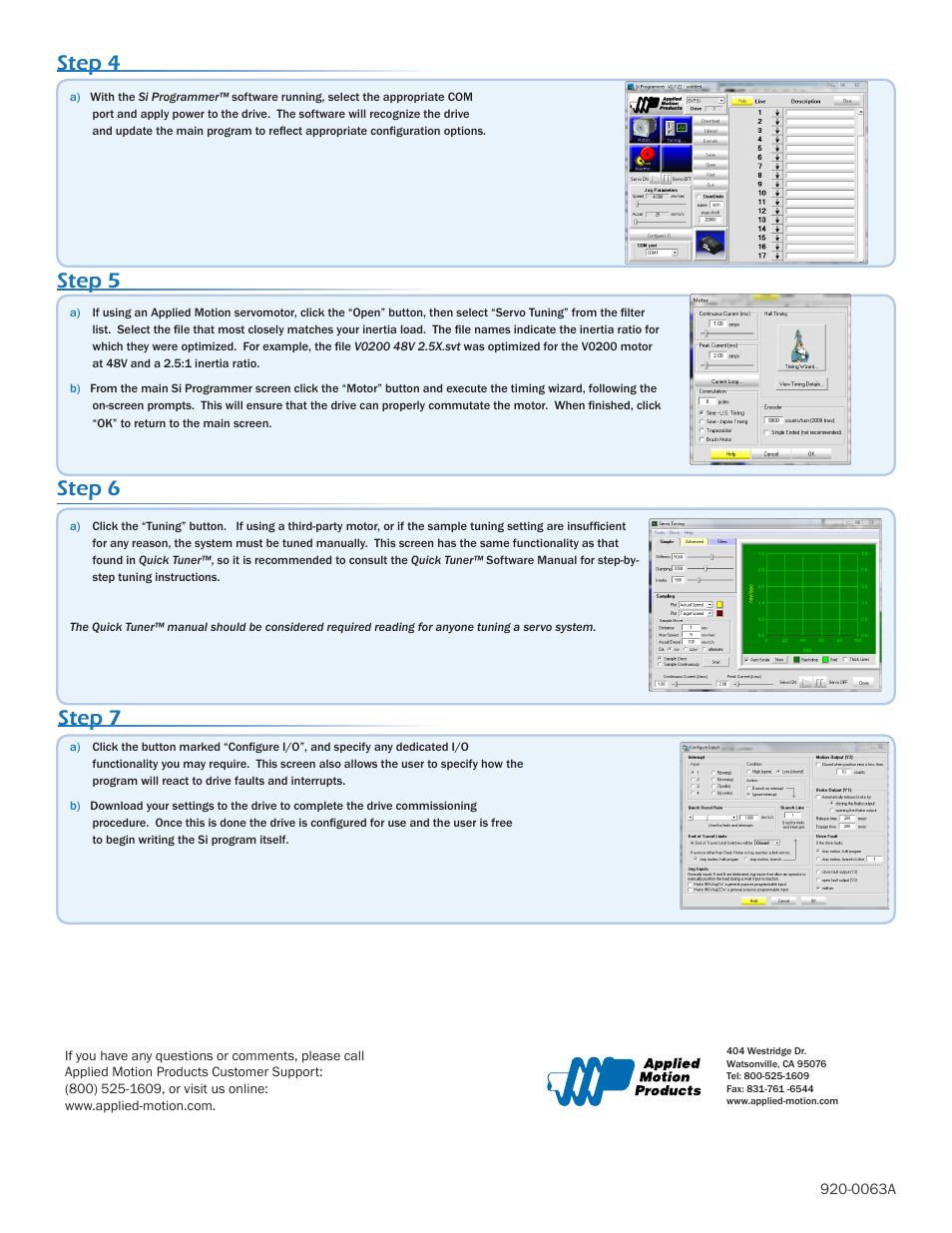 Step 5, Step 6 step 7, Step 4 | Applied Motion SV7-Si-AE User Manual | Page 2 / 2