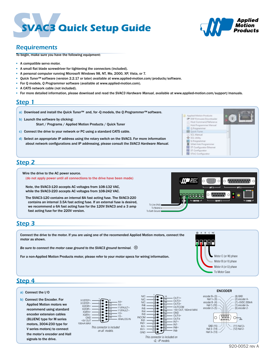 Applied Motion SVAC3-IP-E120 User Manual | 2 pages