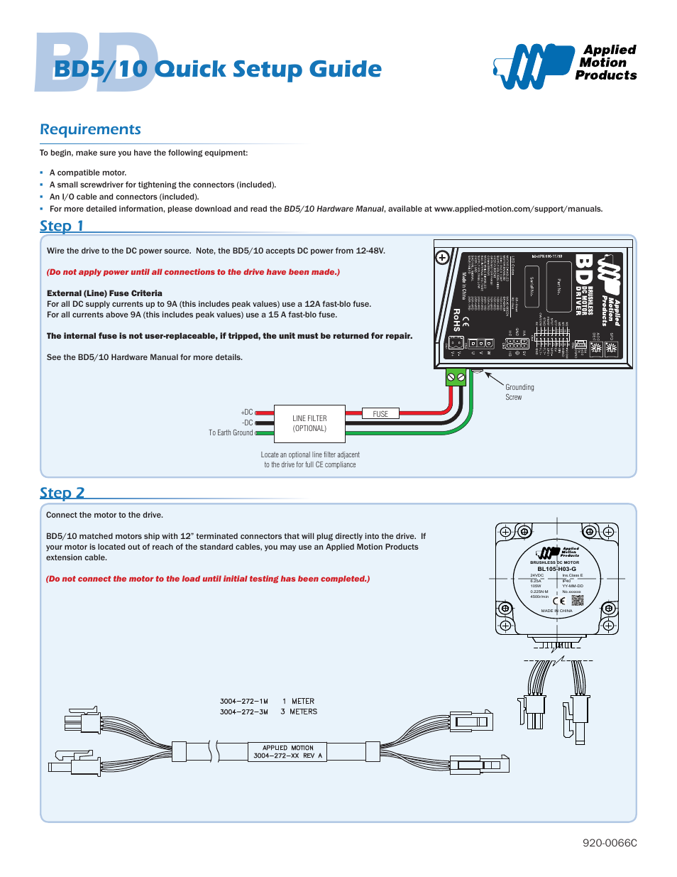 Applied Motion BD10-H4-AH User Manual | 2 pages