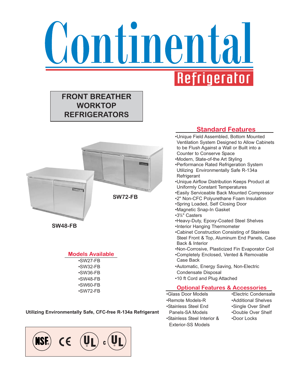 Continental Refrigerator SW32-FB User Manual | 2 pages
