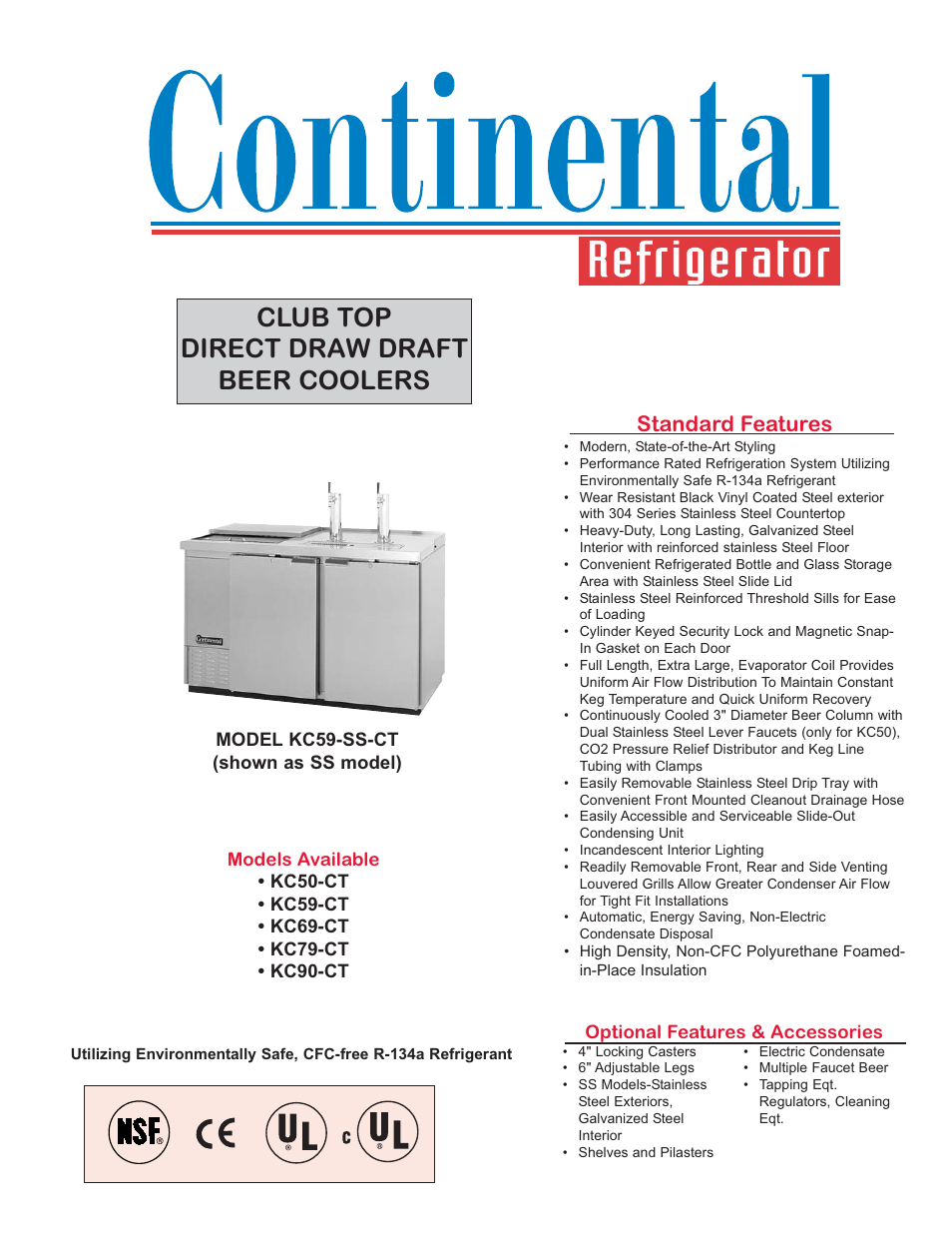 Continental Refrigerator KC50-CT User Manual | 2 pages