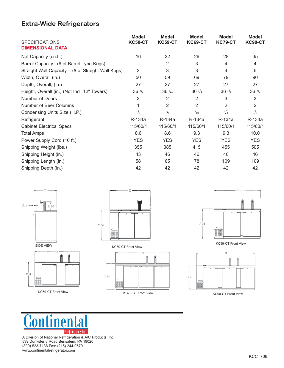 Extra-wide refrigerators | Continental Refrigerator KC50-CT User Manual | Page 2 / 2