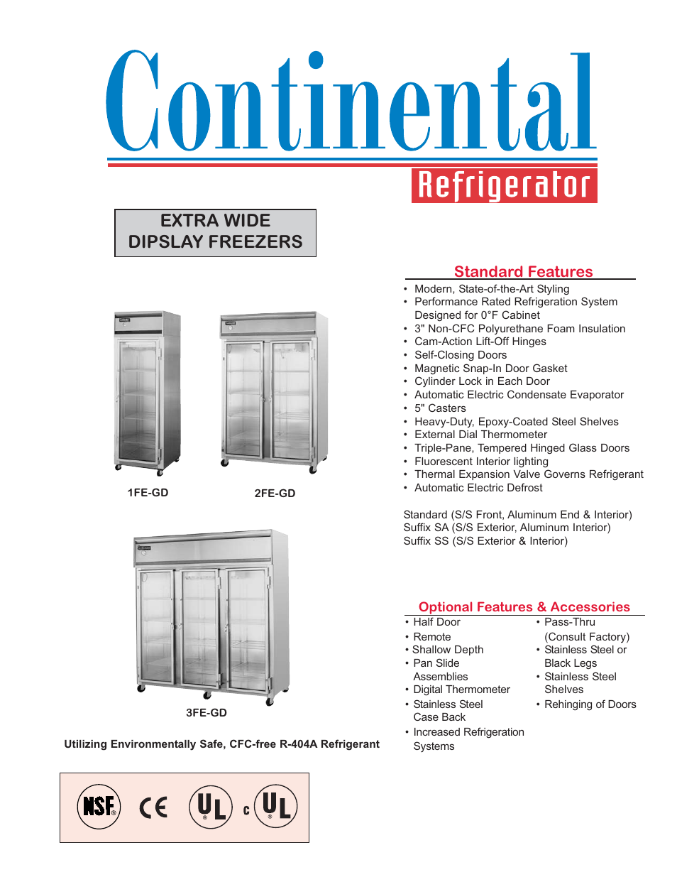 Continental Refrigerator 2FE-GD User Manual | 2 pages