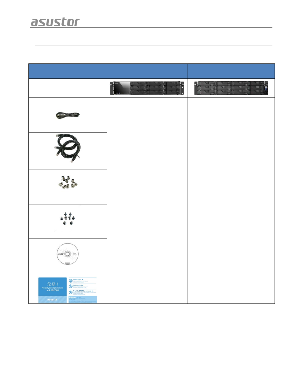 Package contents | Asustor AS7009RD User Manual | Page 5 / 25