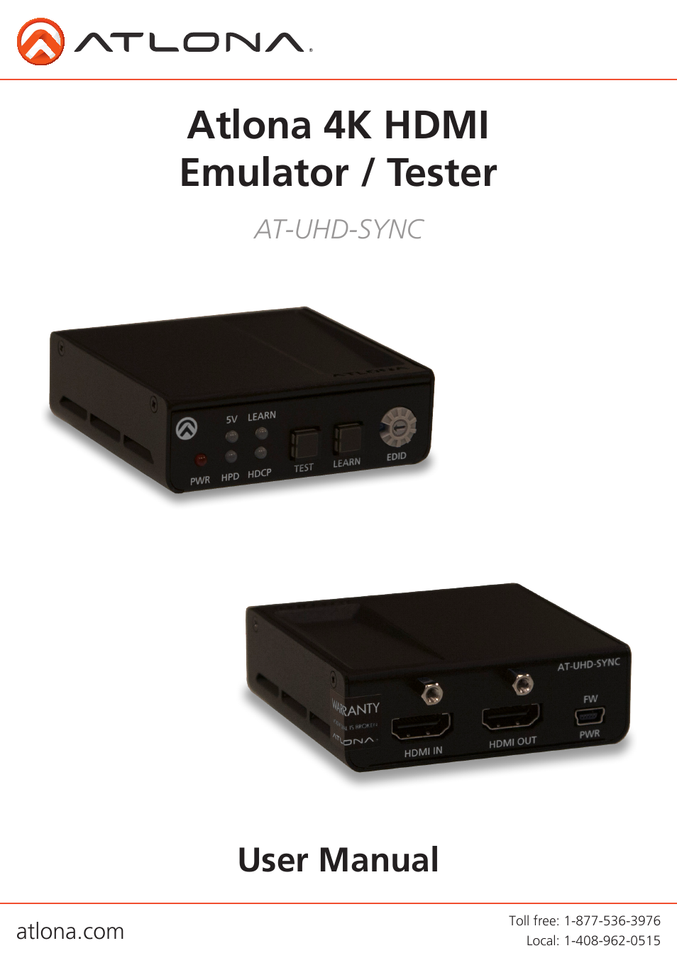 Atlona ATUHD SYNC User Manual | 12 pages