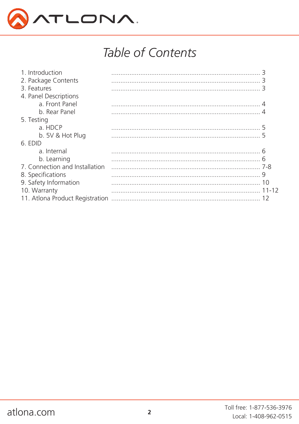 Atlona ATUHD SYNC User Manual | Page 2 / 12
