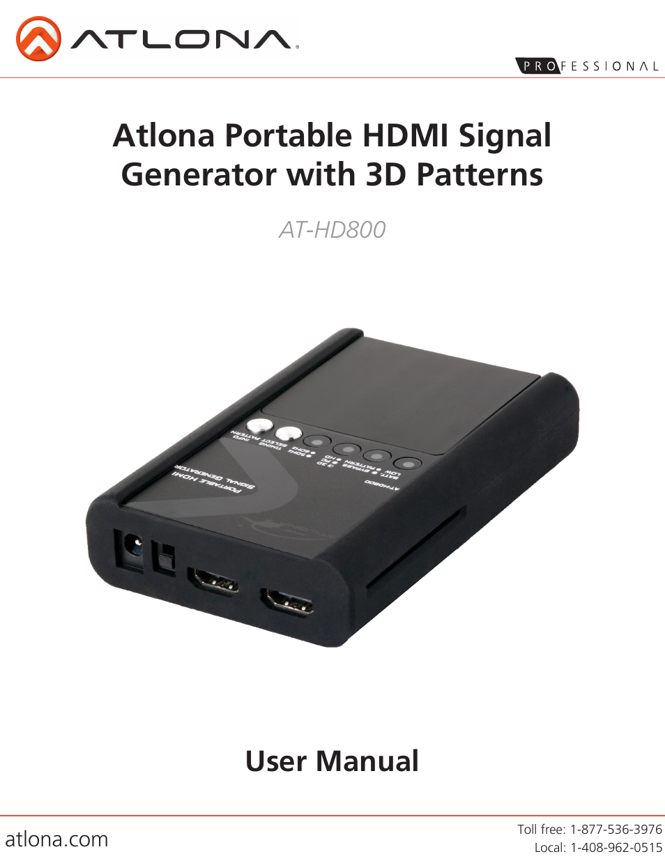 Atlona AT HD800 User Manual | 12 pages