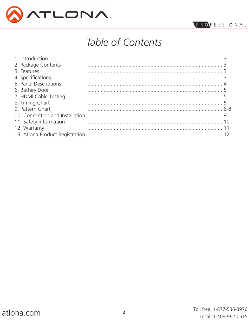 Atlona AT HD800 User Manual | Page 2 / 12