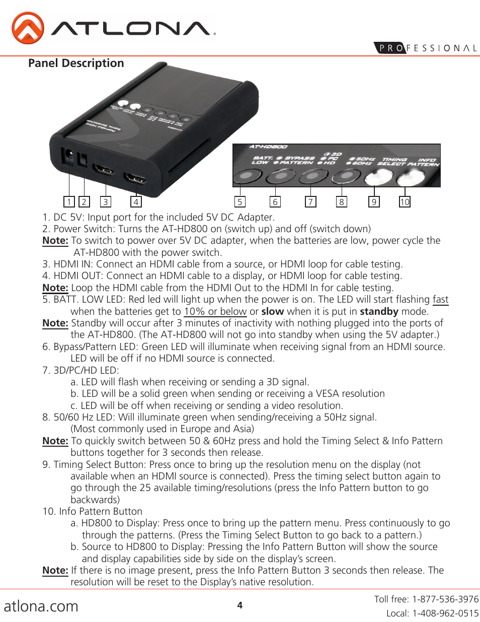 Atlona AT HD800 User Manual | Page 4 / 12