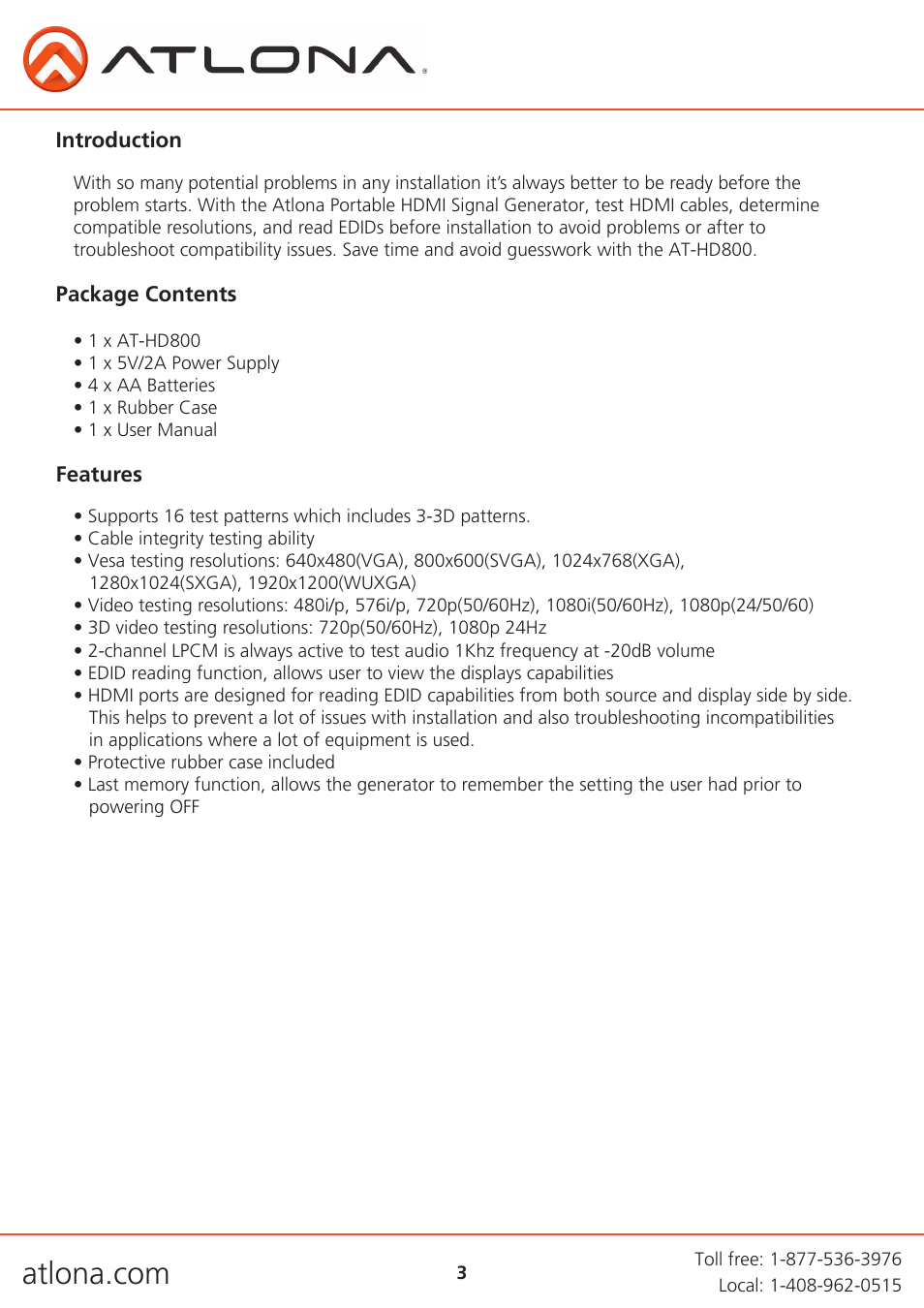 Atlona AT HD800 V3 User Manual | Page 3 / 12