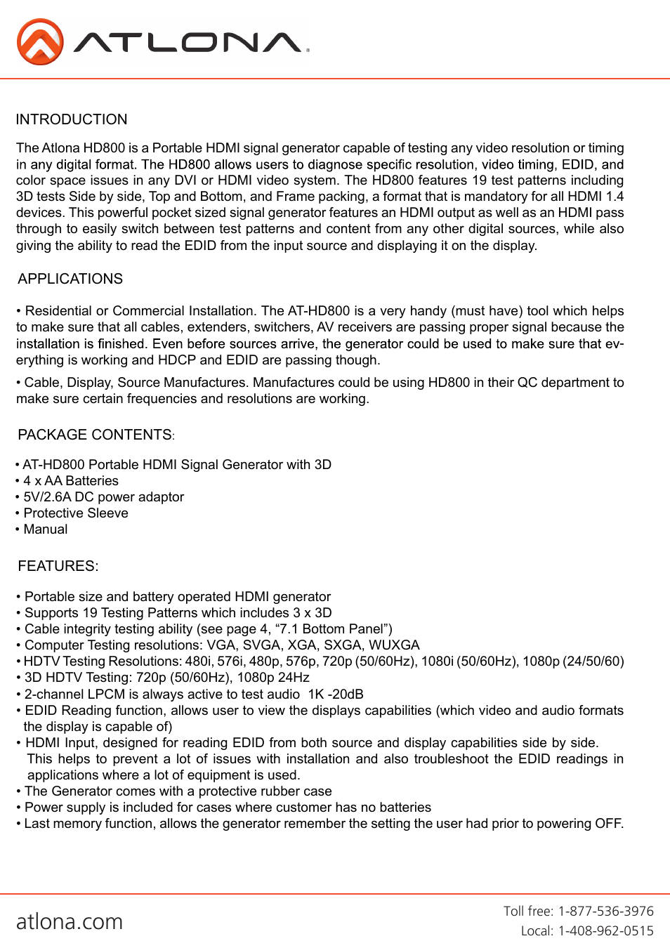 Atlona AT HD800 V2 User Manual | Page 3 / 13