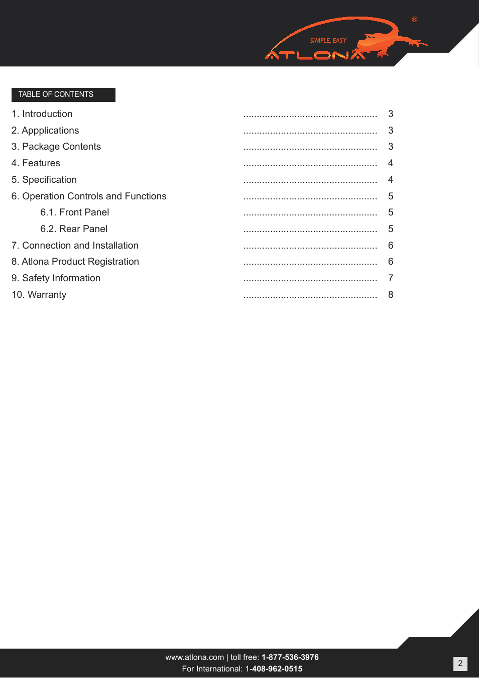 Atlona AT DIS7 PROHD User Manual | Page 2 / 8