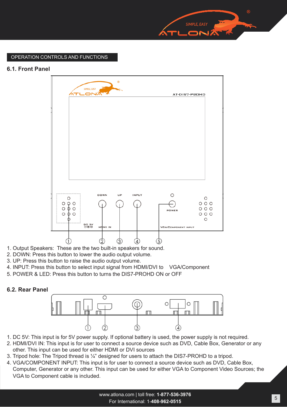 Atlona AT DIS7 PROHD User Manual | Page 5 / 8