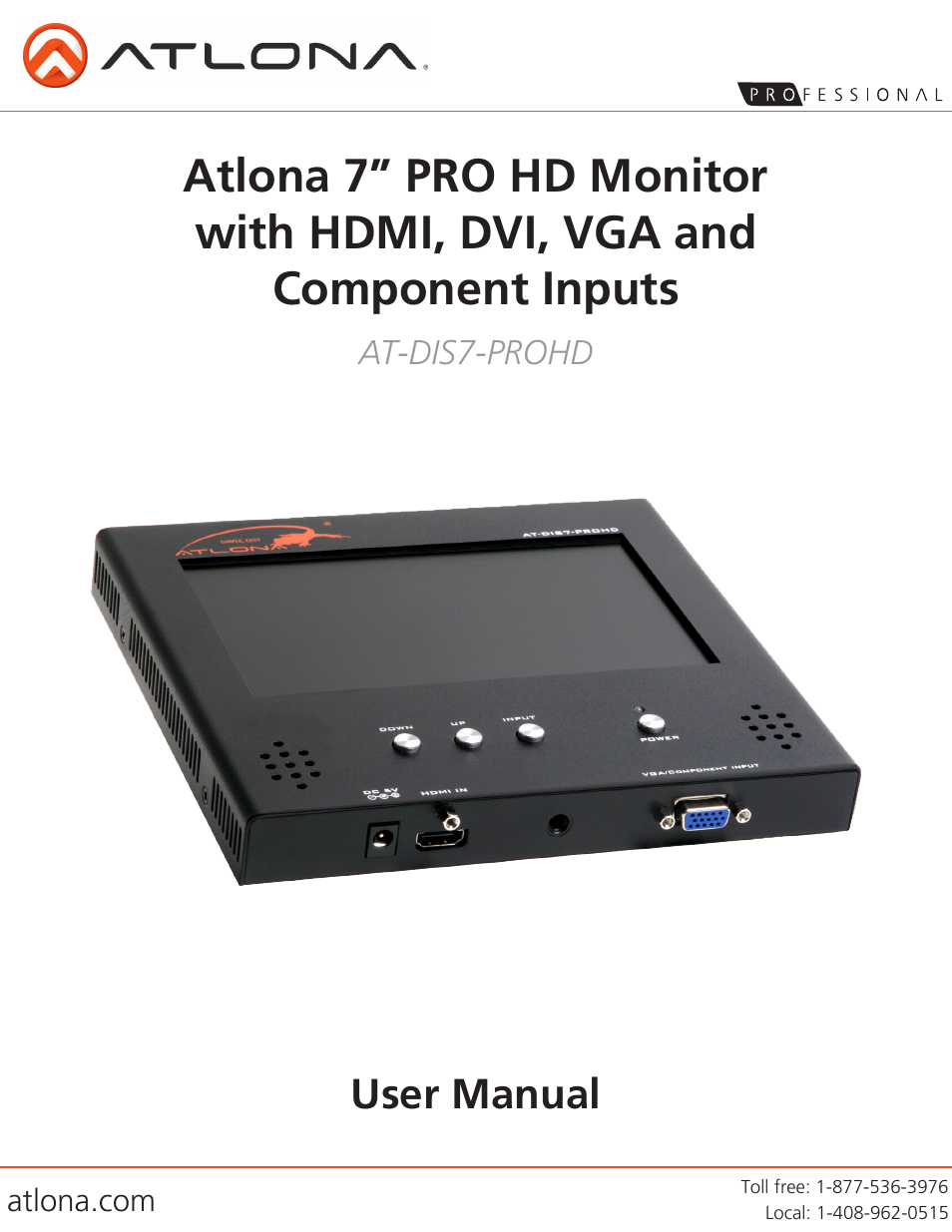 Atlona AT DIS7 PROHD User Manual | 8 pages
