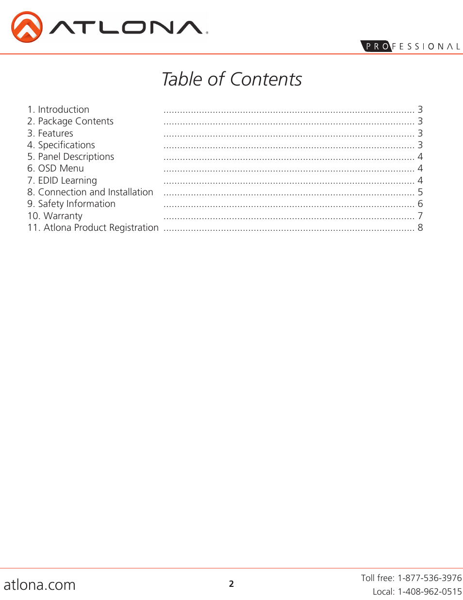 Atlona AT DIS7 PROHD User Manual | Page 2 / 8