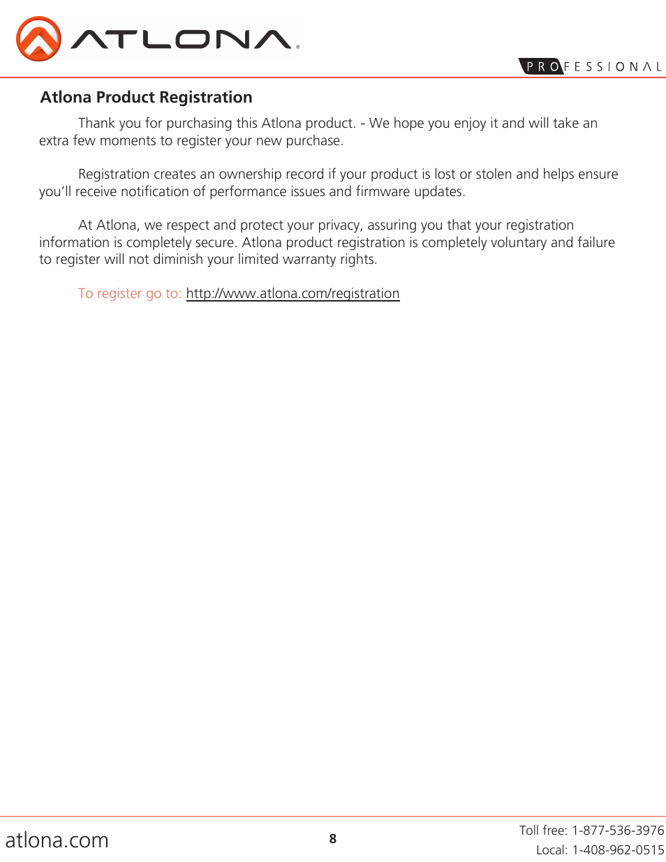 Atlona AT DIS7 PROHD User Manual | Page 8 / 8