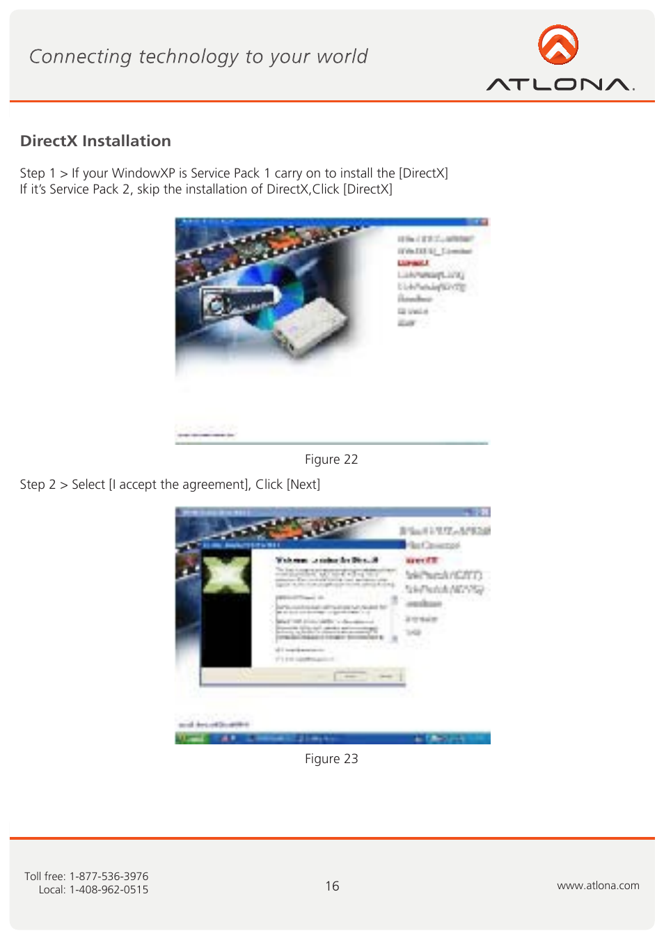 Directx installation | Atlona USB 202 User Manual | Page 16 / 26