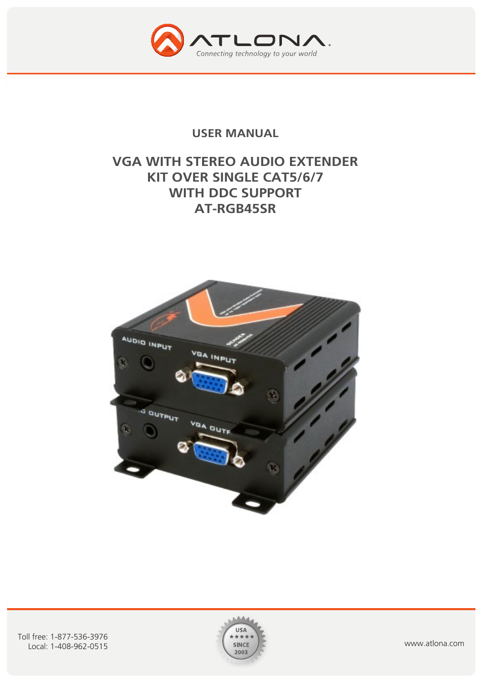 Atlona RGB45SR User Manual | 9 pages